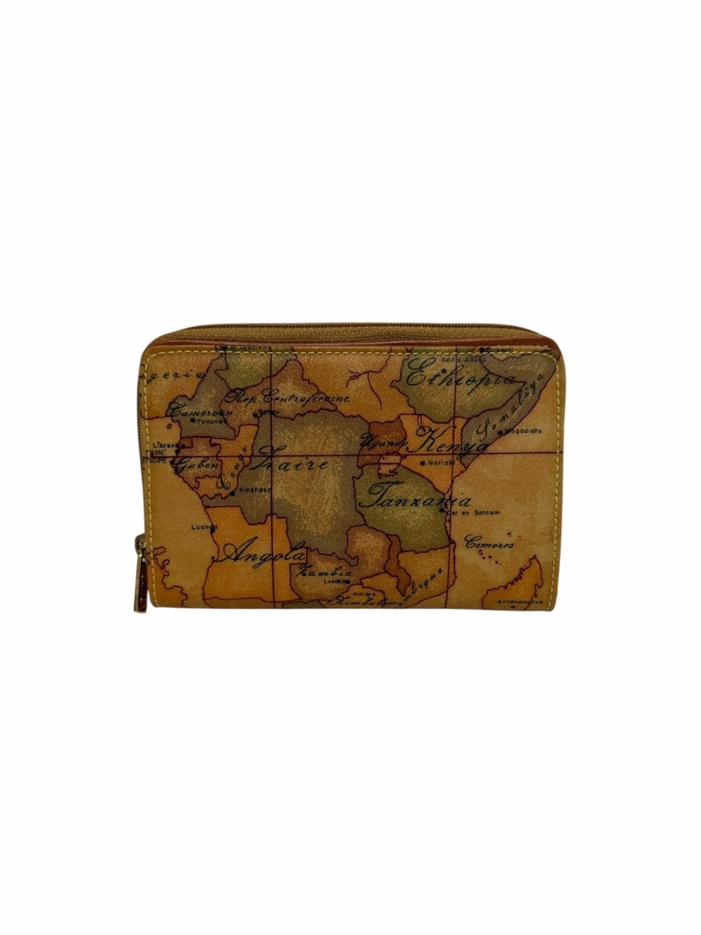 Alviero Martini Pattern Map Leather Wallet